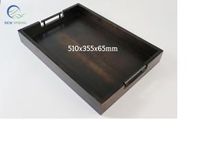 Nueva bandeja de servicio de madera de Acacia moderna de primavera, manijas de Material de ratán de bambú, acabado Natural para uso en restaurante doméstico, 510x355x65mm - Product Image 2