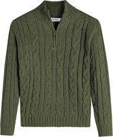 Pull en Coton Peigné 100% Anti-Plis et Anti-Boulochage pour Homme, Col Demi-Zip, Manches Longues, Motif Torsadé, 380g, Automne, Personnalisable