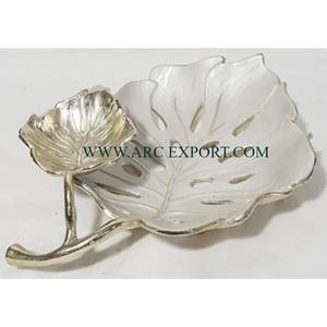 Bol de serveur de table de décoration de mariage et d'événements vente en gros de forme ronde en métal laiton couleur blanche grand bol de dattes de fantaisie - Product Image 6