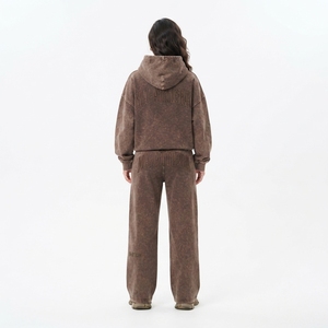 Conjunto de Sudadera Oversize Lavada Personalizada y Pantalones Anchos de Felpa para Mujer, Chándal de Algodón Estilo Urbano OEM ODM - Product Image 2