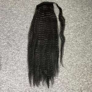 100% Raw Virgin Vietnamien Cheveux Raides Queue de Cheval Extension de Cheveux Humains pour les Femmes Noires avec Dentelle Transparente - Product Image 1