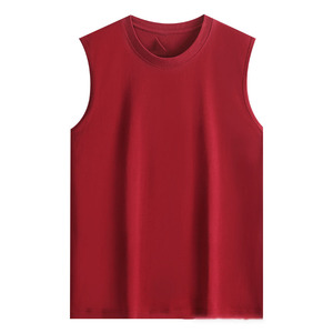 เสื้อกั๊กผ้าฝ้ายแท้สำหรับผู้ชายเสื้อยืดคอกลมสีทึบพิมพ์ลายปักโลโก้ออกแบบได้ตามต้องการ - Product Image 2