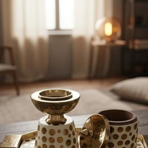Arabic Design Mop Incense Burner With Bakhoor <b>Box</b> & Hammered Tray For <b>Ramadan</b> Use <b>Gifting</b> Middle Eastern Gulf Home Decor - Product Image 4