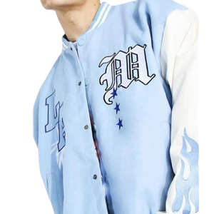 Chaqueta de béisbol universitaria con bordado de chenilla OEM, chaquetas de algodón personalizadas con letras para hombre, abrigo de talla grande, chaqueta universitaria para hombre - Product Image 3