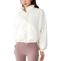 Veste coupe-vent pour femme en polyester, entièrement zippée, respirante, imperméable, avec logo personnalisé, tissu froissé pour veste