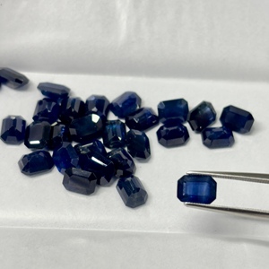 Saphir bleu naturel, forme octogonale, taille radiant, émeraude facettée, pierre précieuse en vrac pour bijoux, certifiée, 2x4 mm à 8x10 mm - Product Image 1