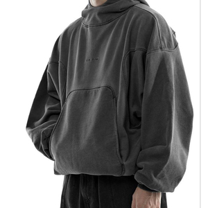 Sweat à capuche surdimensionné délavé à l'acide, pull vintage lourd pour l'hiver, sweat molletonné en coton, unisexe - Product Image 3