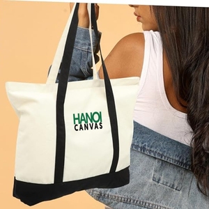 Bolsa de lona de algodón grueso ecológica con logotipo personalizado, bolsa de compras duradera reutilizable con mango de moda, regalo de almacenamiento - Product Image 2