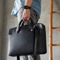 Sac pour ordinateur portable en cuir véritable de luxe pour homme, sacoche de voyage d'affaires, sac messager de bureau, grande capacité, écologique, léger