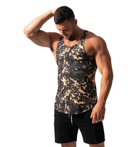 Gran oferta de camisetas sin mangas deportivas para gimnasio para hombre, impresas personalizadas con etiqueta de logotipo, tela elástica de poliéster transpirable, ajuste de diseño fiable - Product Image 4