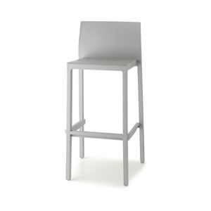 Tabouret de bar empilable en technopolymère avec dossier et repose-pieds, hauteur de siège 75 cm, pour terrasse extérieure, bar, café, fabriqué en Italie - Product Image 2