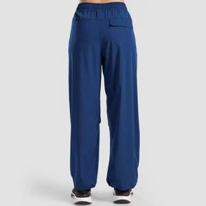 Women's Micro Swag Bottoms Teal Colored Breathable Silk Pants Elastic Waist <b>Harem</b> Style Wide-Leg Loose Fit for Autumn Season - Product Image 2