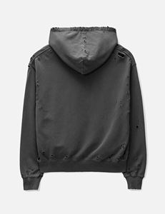 เสื้อฮู้ดผู้ชายแบบวินเทจทำจากผ้าฝ้ายเทอร์รี่ฝรั่งเศสแบบรูดซิปเป็นกรดซีดจาง - Product Image 3