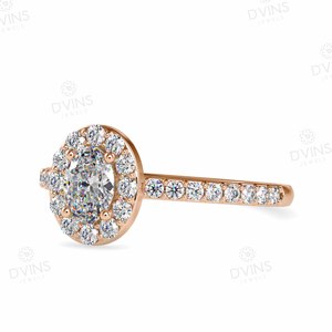 0.78 TCW Oval Cut Colorless Lab Grown Diamond Classic Halo Engagement Ring 18K Gold for Certified for Wedding Anniversary - Product Image 3