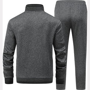 Chándal de ropa informal 80% poliéster 20% polar con cremallera, sudadera y pantalón, ropa de calle en blanco, chándal para hombres - Product Image 3