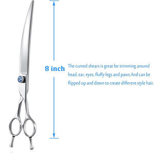Ciseaux de toilettage pour animaux de compagnie à vis réglable en acier inoxydable avec lames tranchantes incurvées - Product Image 4