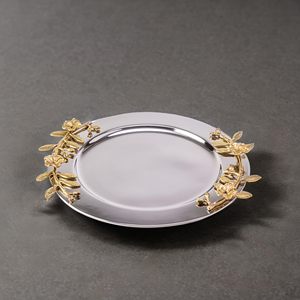 คลาสสิกตกแต่งเงินรอบโลหะถาดเสิร์ฟ - Product Image 3