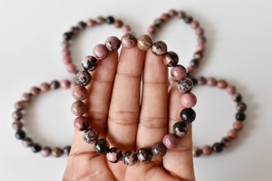 Wholesale Premium Rhodonite Polished 8mm Round Crystal <b>Healing</b> <b>Bracelet</b> for Meditation Jewelry - Product Image 4