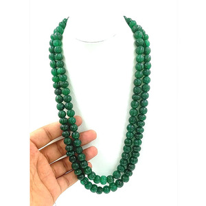 Collier de perles de citrouille émeraude fait à la main 2 couches, pierre précieuse perlée, déclaration Boho, perles de pierre naturelle, collier épais - Product Image 4