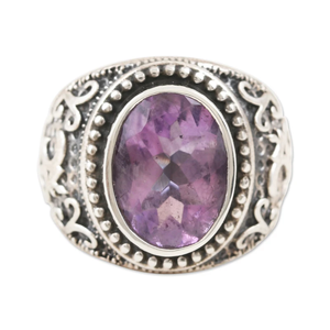 Vente en gros d'Améthyste en argent sterling sur le thème d'Om, pierre précieuse fabriquée à la main à la mode, cadeau de fête de mariage, anniversaire unisexe - Product Image 1