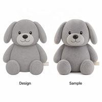 Boneka Anjing Abu-abu Lucu OEM ODM Unisex, Mainan Hewan Lembut Custom, Boneka Anak Anjing Isi Kapas, Langsung Dari Pabrik Produsen