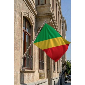 Ensemble de mât de drapeau télescopique mural Congo avec bannières et drapeaux en polyester imprimés numériquement - Product Image 2