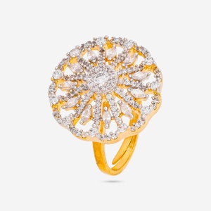 Zircon Fashion <b>Ring</b> 185593 Free Size Titanium Alloy <b>Gold</b> Plating Trendy 18K Number for Party Inlaid Stainless Steel Christian - Product Image 1
