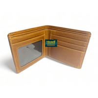 Gaya barat asam cuci rambut pada dompet kulit lipat Bi kulit dompet pria dengan Tooled kulit Patch Multi desain tersedia