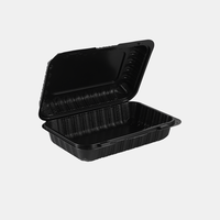 ProTakeOut [9x6.25x2.75] Lot de 200 (200/1) Contenants à emporter à charnière Noir/Blanc/Transparent Écologiques Durables MFPP 1 Compartiment