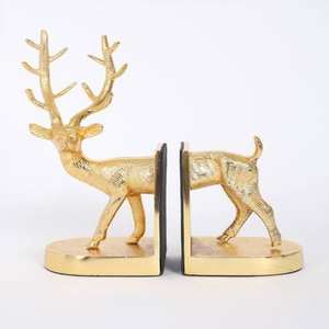 Hot Selling <b>Art</b> <b>Deco</b> Reindeer Sculpture Aluminum Bookend for Luxury Home Decor Table <b>Desk</b> Decoration Gold Finish - Product Image 1