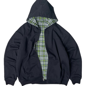 Sweat à capuche en flanelle à double couche de style inversé personnalisé pour hommes, coupe ample vintage, tissage réversible, col à capuche pour l'hiver - Product Image 5