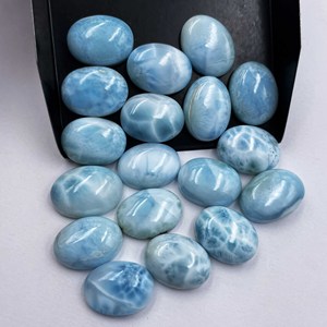 Lot de pierres précieuses en vrac avec cabochon ovale en larimar naturel 3-15 MM, pierre précieuse en larimar de bonne qualité pour la fabrication de bijoux - Product Image 1