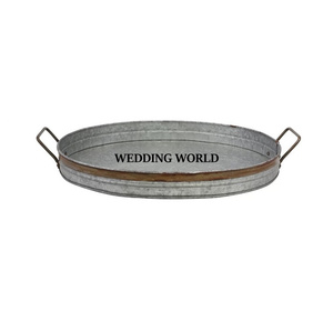 Bandeja de servicio galvanizada, forma redonda, hecha a mano, superventas, diseñador, artículos de boda de lujo, mesa, venta al por mayor, bandeja de servicio de Metal - Product Image 1