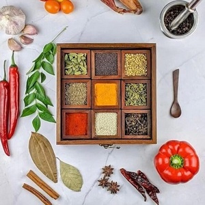Boîte à épices en bois nouvellement arrivée avec dessus en verre 9 sections et cuillère boîte à épices en bois massif à vendre/boîte à épices à la mode - Product Image 3
