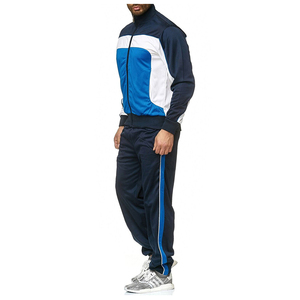 Venta al por mayor de los hombres de poliéster Colorblock chándal de cremallera completa chaqueta de entrenamiento y pantalones de rayas Slim Fit Athleisure Set hecho a medida - Product Image 6