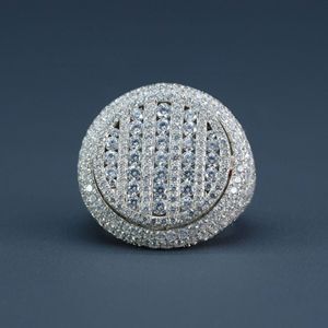 Anillo de diamantes Hip Hop creado en laboratorio con diamante de claridad VVS formado en oro blanco de 14 KT - Product Image 1