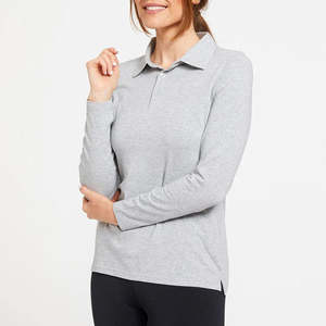 Polo avec logo personnalisé pour femmes, manches longues, respirant, imprimé tricoté - Product Image 2