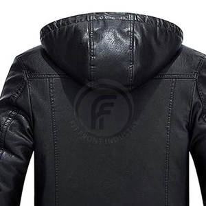 เสื้อแจ็คเก็ตหนังวัวมีฮู้ดพร้อมโลโก้สั่งทำพิเศษสำหรับผู้ชาย เสื้อผ้าแฟชั่นคุณภาพสูง - Product Image 5