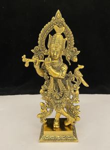 Estatua de Metal hecha a mano chapada en oro de Krishna, regalo religioso, escultura de Dios indio, artículo para decoración y regalo - Product Image 2