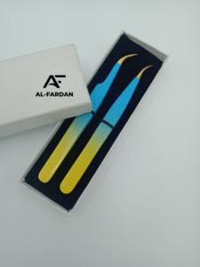 Venta al por mayor de alta calidad Ombre dos tonos de oro pinzas de volumen de pestañas logotipo personalizado cajas de tarjetas de acero inoxidable pinzas de pestañas puntiagudas - Product Image 3