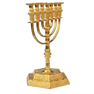 Menorá de 7 Brazos Hecha a Mano, Religiosa, Ecológica, de Alta Calidad, Chapada en Oro, para Decoración del Hogar, Bodas, Navidad - Product Image 4