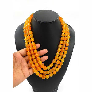 Collier de perles en onyx et mangue, 3 couches, pierres précieuses faites à la main, perles de pierre naturelle Boho, collier épais - Product Image 2