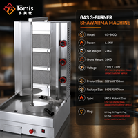 Machine à shawarma au gaz commerciale du Moyen-Orient, 3 brûleurs, 6,4 kW, en acier inoxydable, gril à kebab pour restaurant