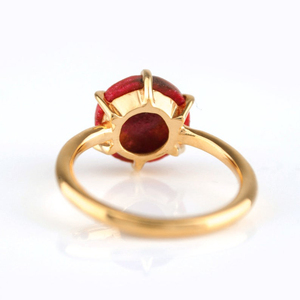 Green Onyx <b>Ring</b> 8mm Briolette 18K <b>Gold</b> Vermeil & 925 Sterling Silver Prong <b>Set</b> Handmade with Rose <b>Gold</b> Plating - Product Image 4