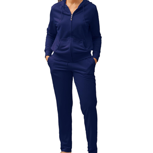 Sweat à capuche bleu surdimensionné en molleton de coton de haute qualité pour femmes Style Streetwear vêtements d'extérieur d'hiver personnalisés Chenille avant - Product Image 2