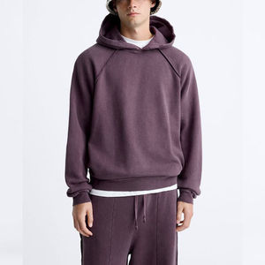 Ensemble de survêtement pour homme de style classique, col rond, surdimensionné, violet, personnalisé, lavage à l'acide, sweat-shirt et pantalon, survêtement pour homme - Product Image 2