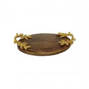 New Design Eco-Friendly Durable Wooden Serving <b>Tray</b> Handmade Metal <b>Handle</b> 3 Sizes for <b>Tea</b> Coffee Commercial Grade Decorative - Product Image 2