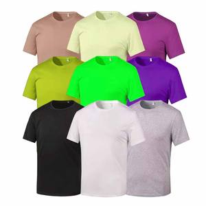 Venta al por mayor 100% algodón camiseta unisex personalizado impreso sólido hecho en fábrica de gran tamaño de punto en blanco para hombres mujeres poliéster-algodón - Product Image 4