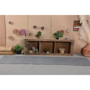 Alfombra turca Vintage moderna de 2,2x9,6 pies, gris clásico, área grande, 4m, diseño de retazos rectangulares, látex de lana para pasillo y habitación - Product Image 1