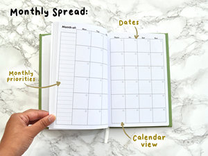 LABON Green Floral A5 Undated Weekly Planner <strong>Organiser</strong> Academic Year <strong>Diary</strong> Luxury Hardback <strong>Diary</strong> 2024-2025 Journal - Product Image 6
